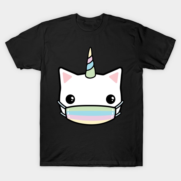 rainbow face mask cat T-Shirt by laura-nagel